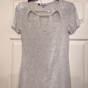 Jennifer Lopez Gray Peek-A-Boo Top